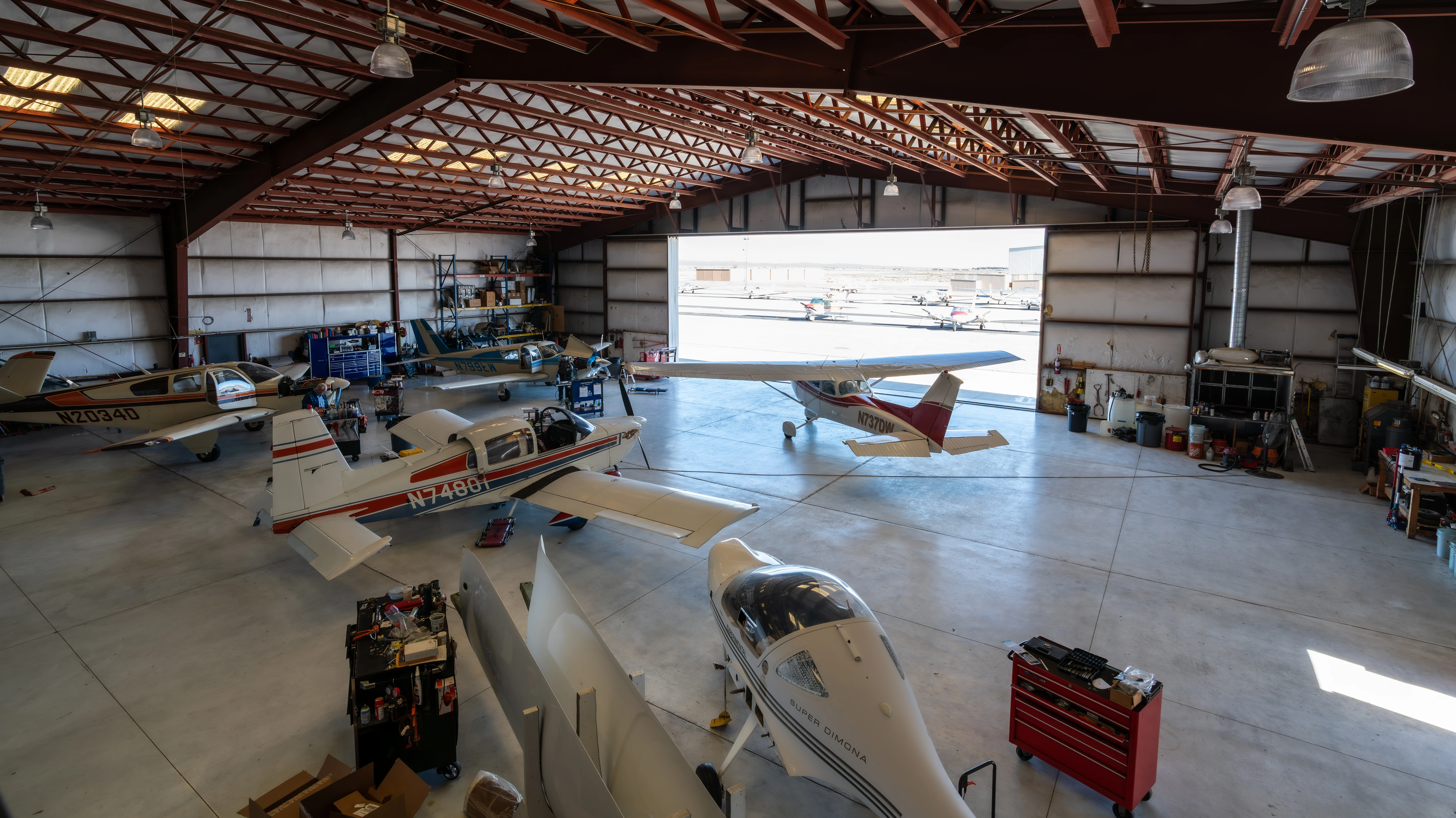 Aereal view from catwalk in maintenance station at MH Aviation